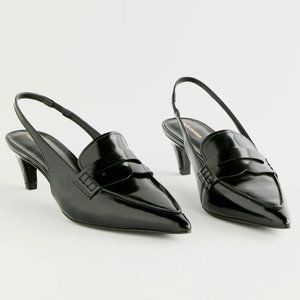 Reformation Black Leather Slingbacks - Size 8 - Brand New w/ Box